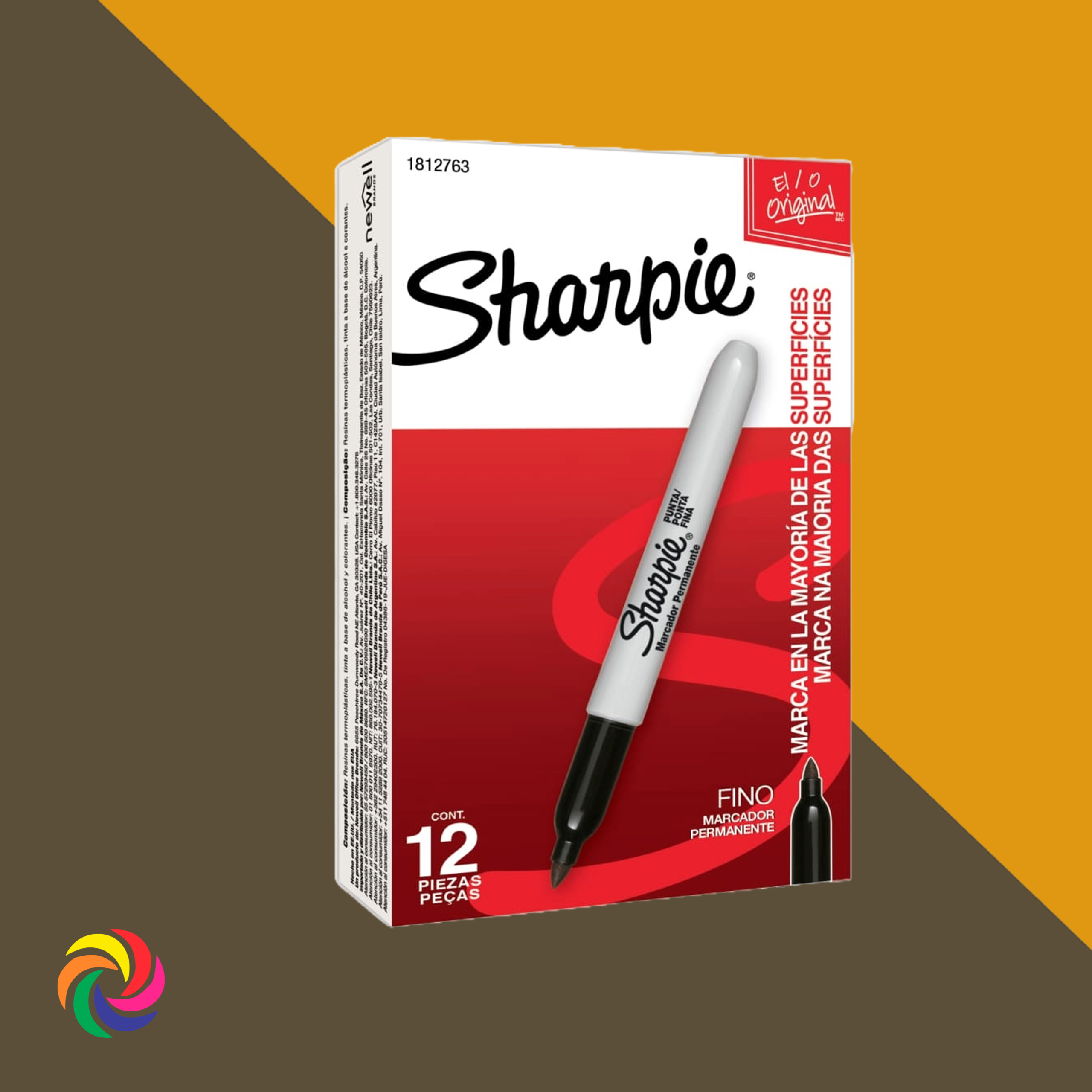 CAJA SHARPIE FINE AZUL-ROJO-VERDE -AZUL MARCADOR PERMANENTE SHARPIE CAJA X 12 PUNTA FINA