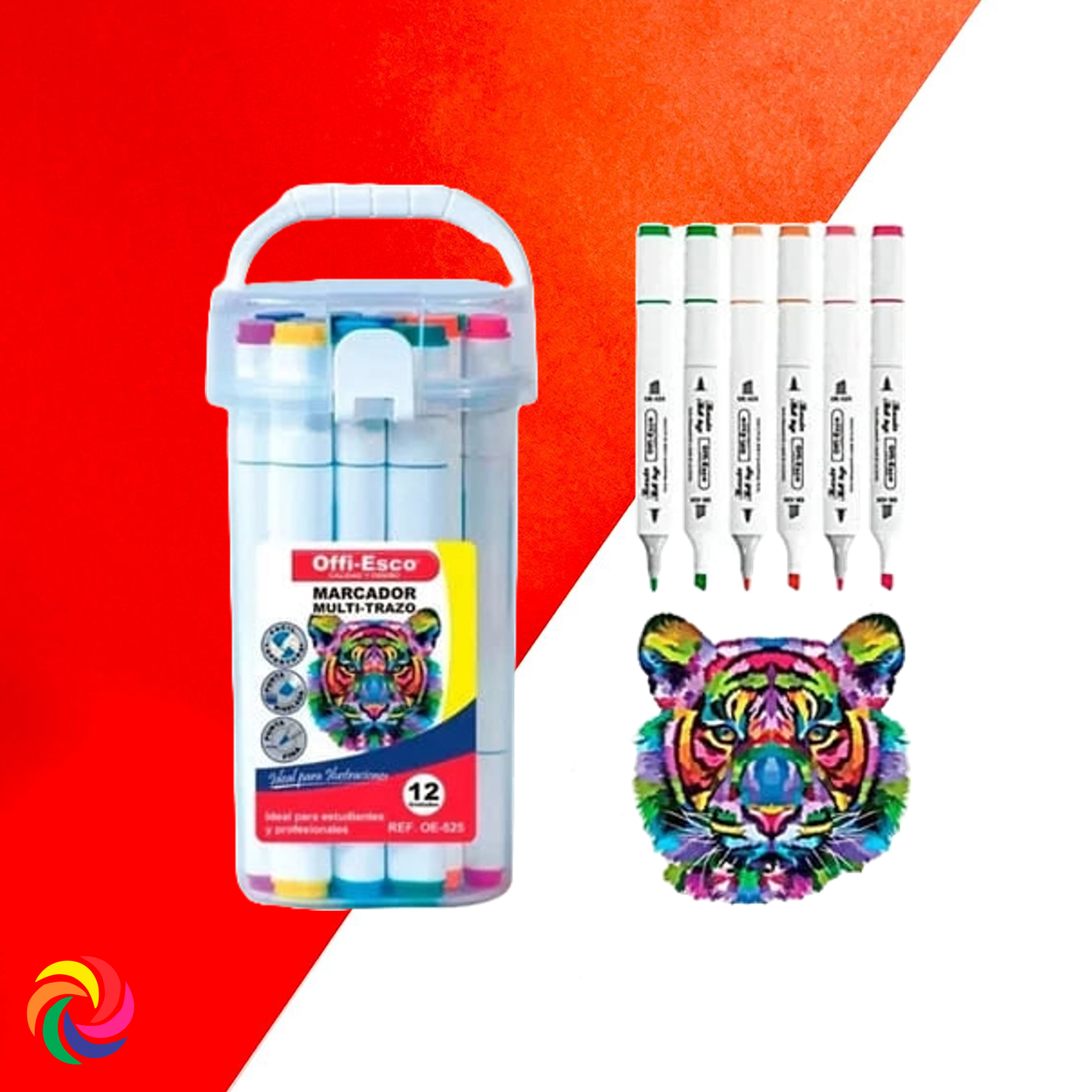MARCADOR GRAFICO MULTI TRAZO OFFI-ESCO X 12
