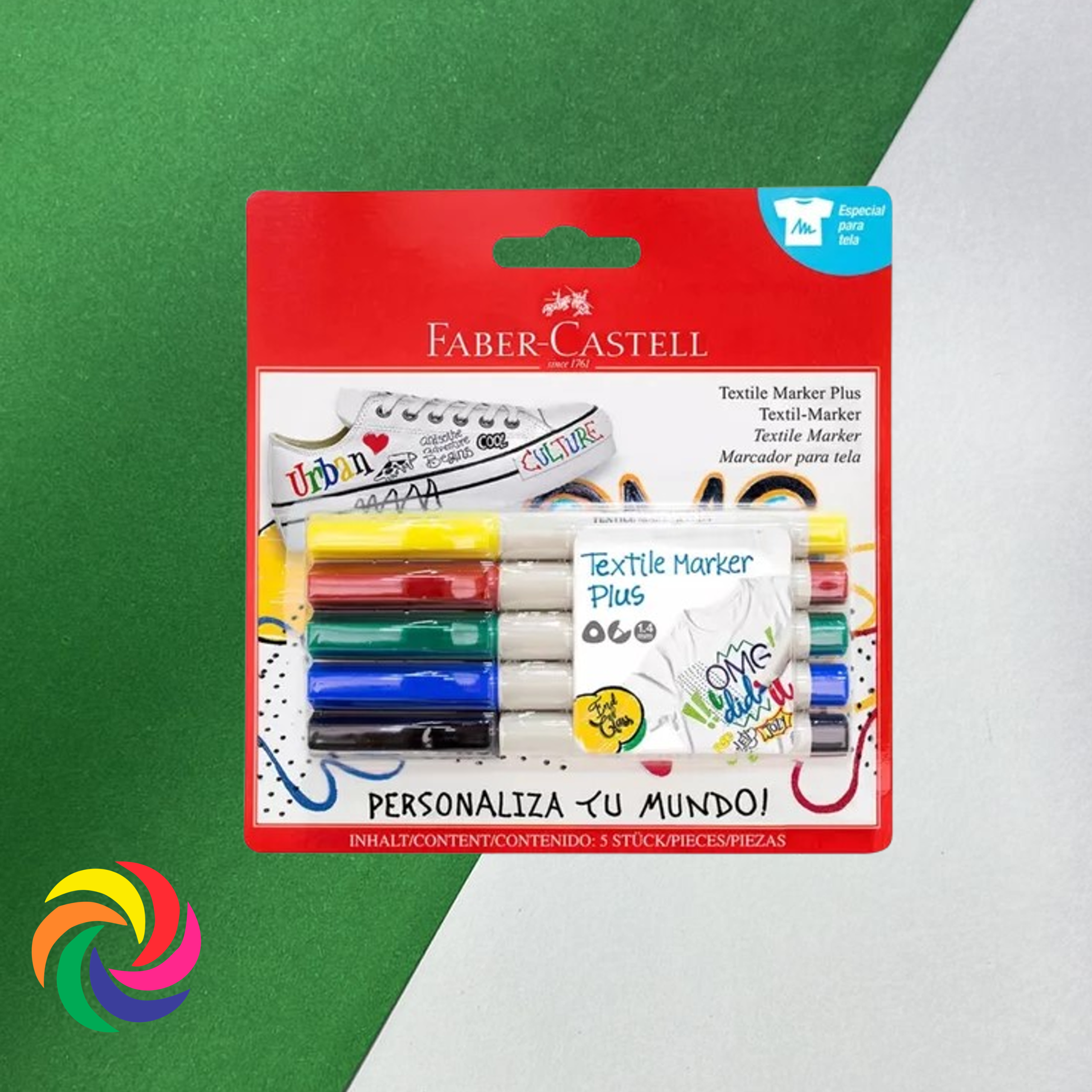 MARCADOR TEXTIL X 5 MARKER PLUS FABER CASTELL