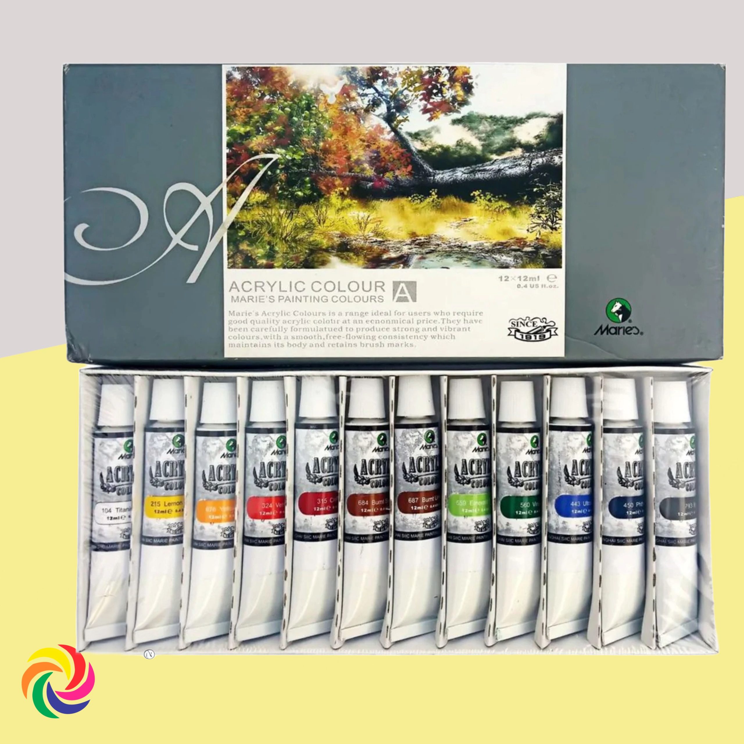 ACRÍLICOS MARIE`S X 12 TUBOS DE 12 ML