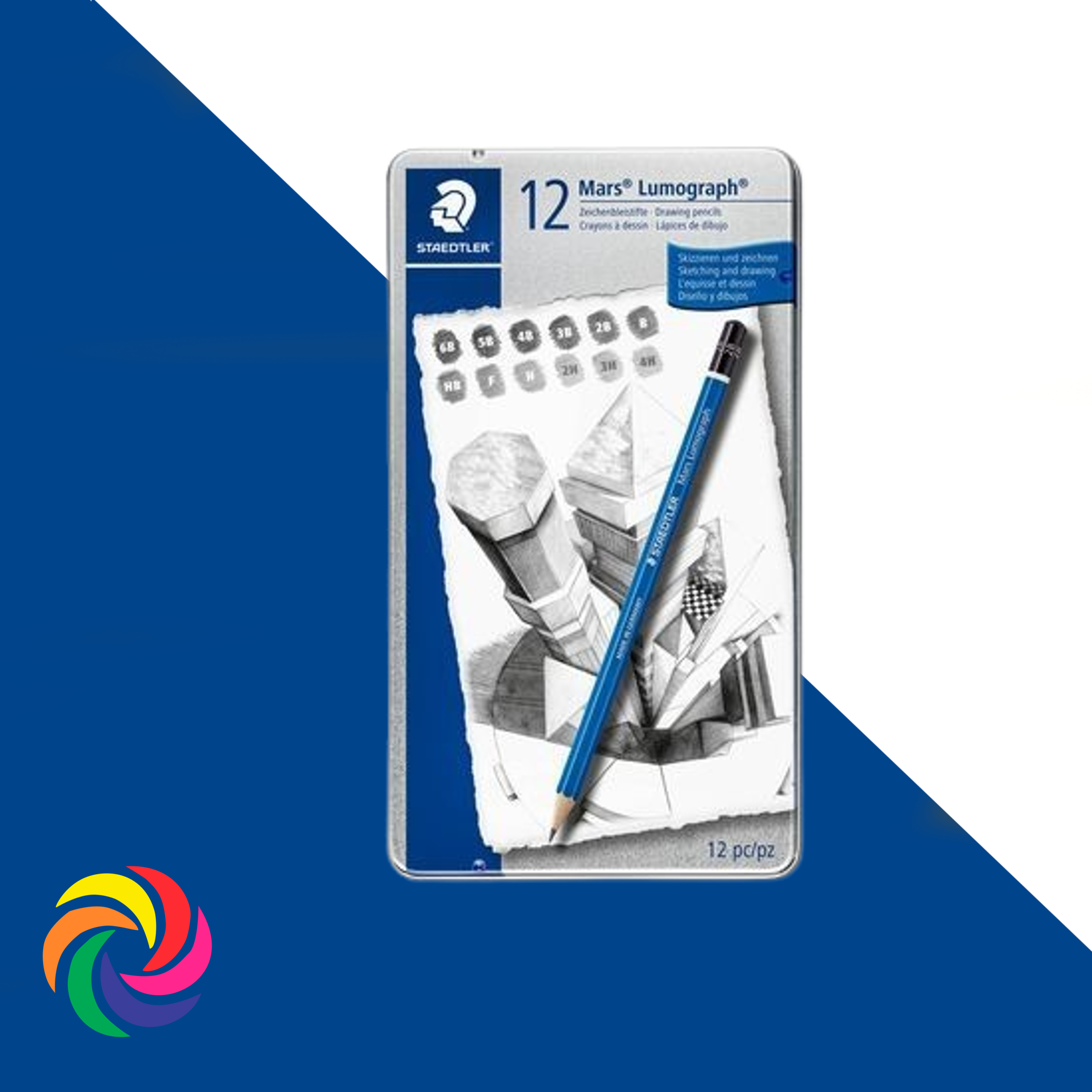 LÁPIZ MARS LUMOGRAPH STAEDTLER  SET CAJA METAL X 12