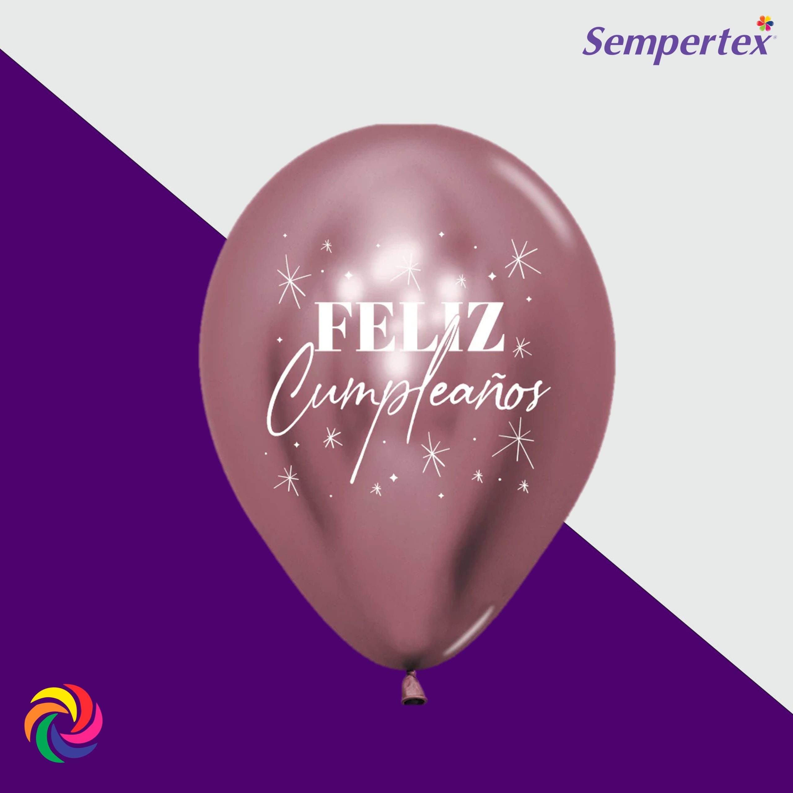 GLOBO R-12 SEMPERTEX IMPRESO REFLEX FELIZ CUMPLEAÑOS CHISPAS X 50 UND