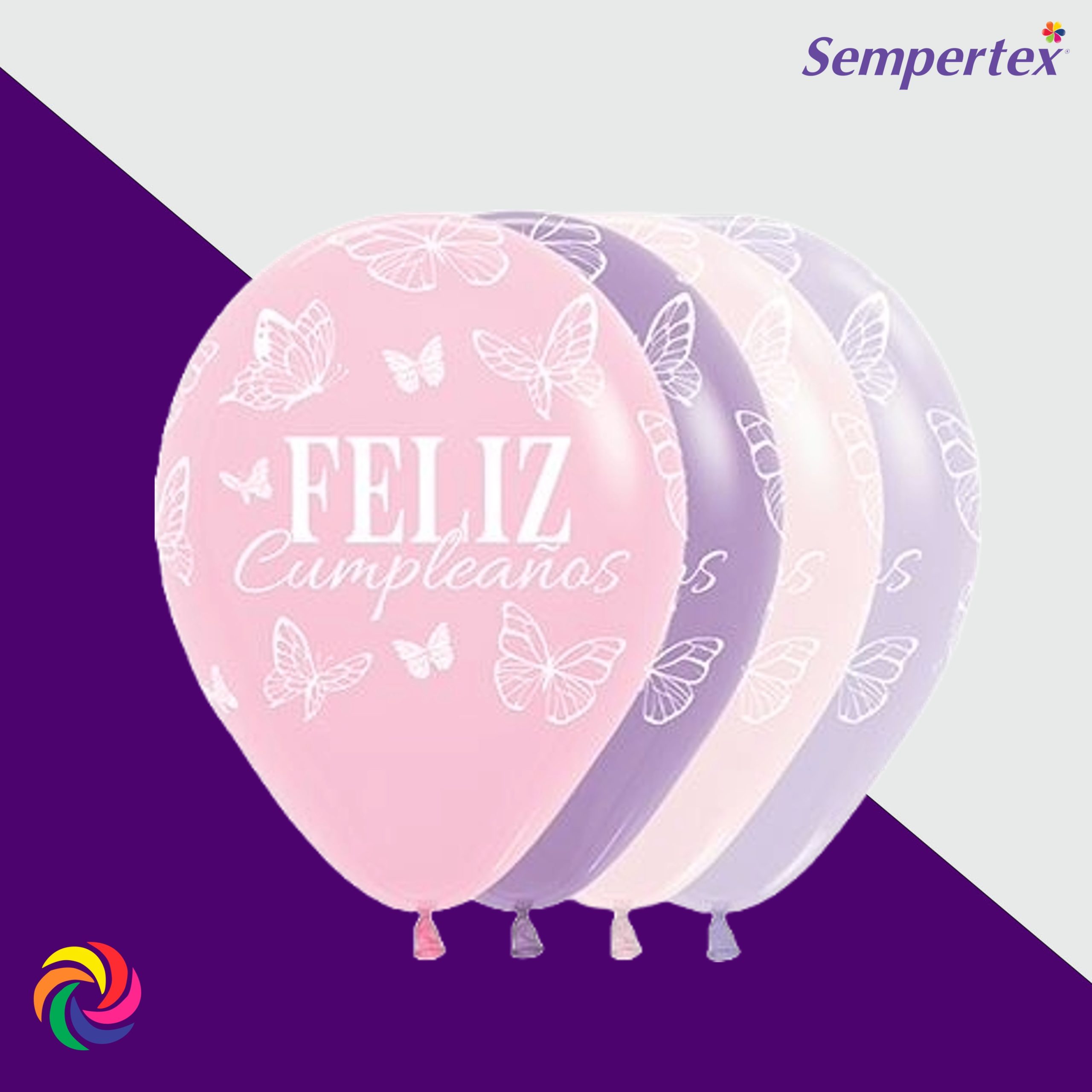 GLOBO R-12 INFINITY FASHION FELIZ CUMPLEAÑOS MARIPOSAS ENCANTADAS SURT X50