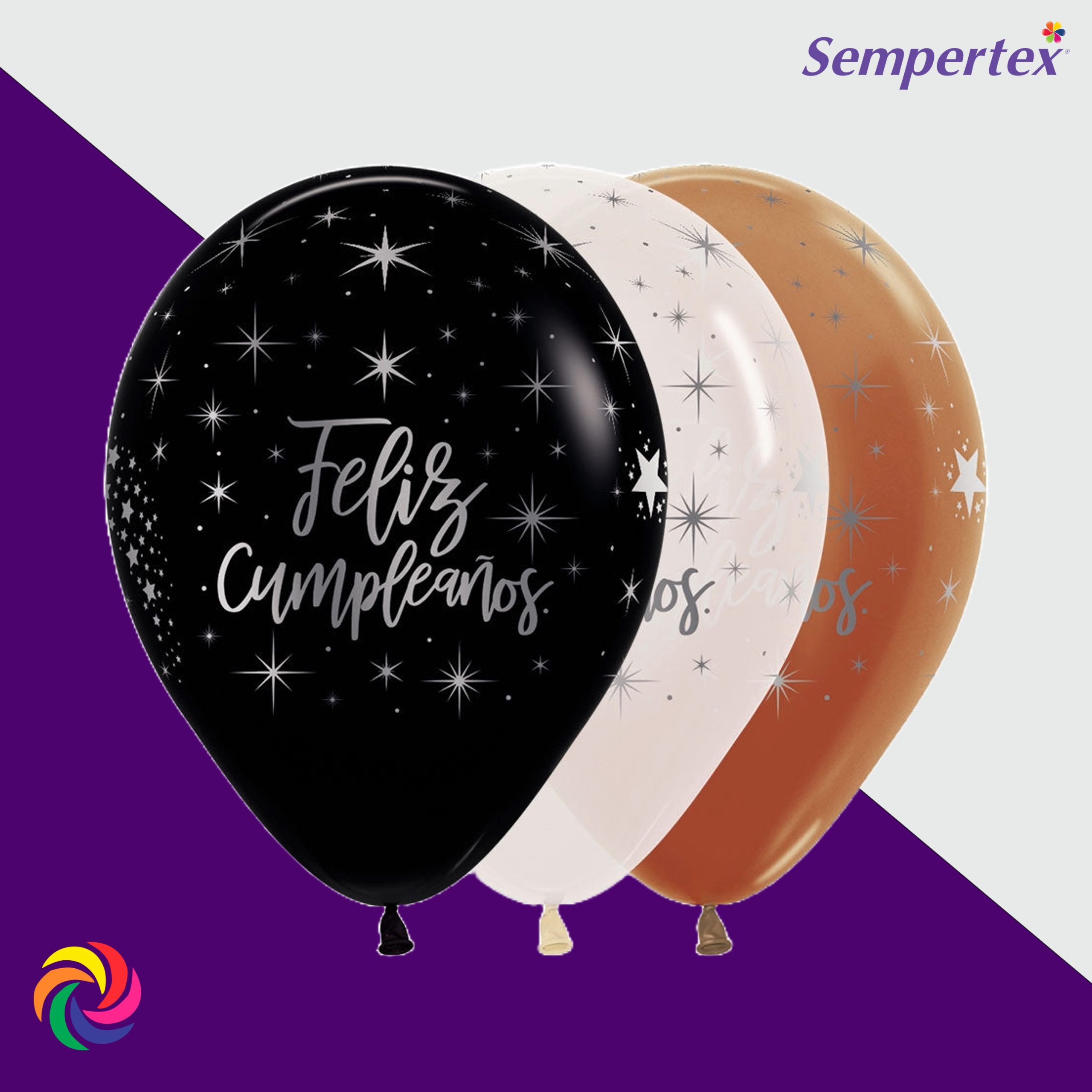 GLOBO R-12 INFINITY FASHION & METALIZADA MINK FELIZ CUMPLEAÑOS RADIANTE SURT X50