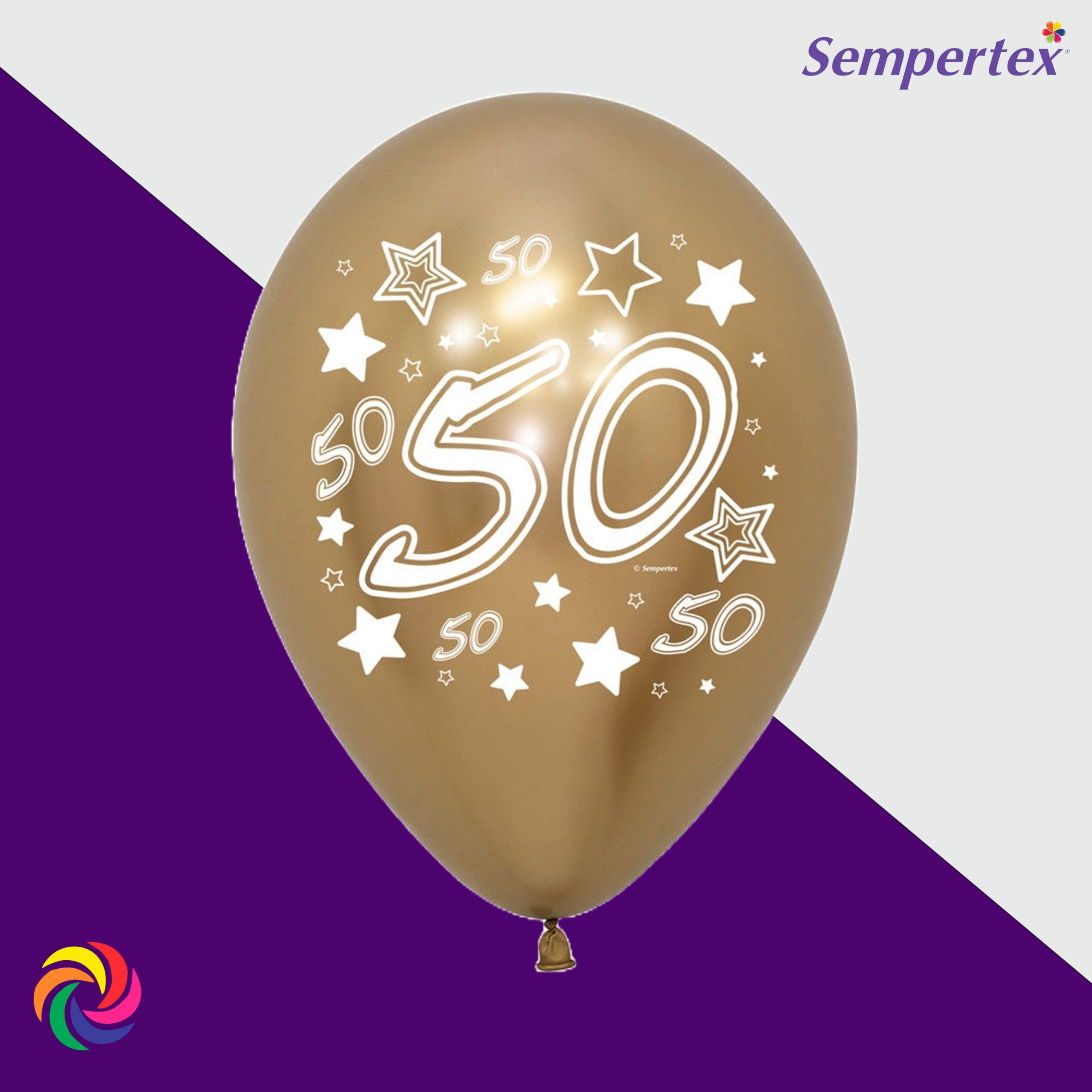 GLOBO R-12 SATIN SEMPERTEX NUMERO 50  DORADO X 50 UND